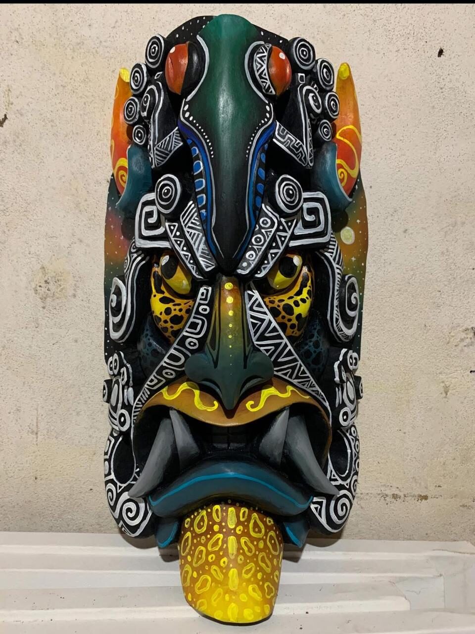 Ancestral diablito mask in black and white